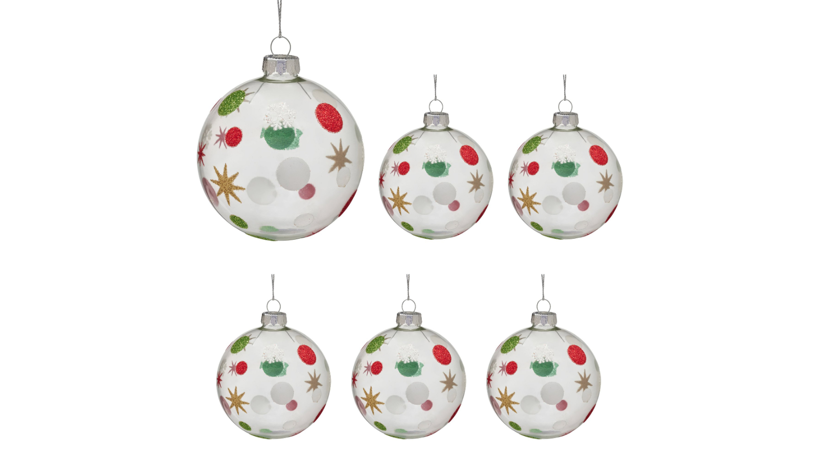 Christabelle 6 Piece Assorted Glass Baubles Christmas Ornament - Clear