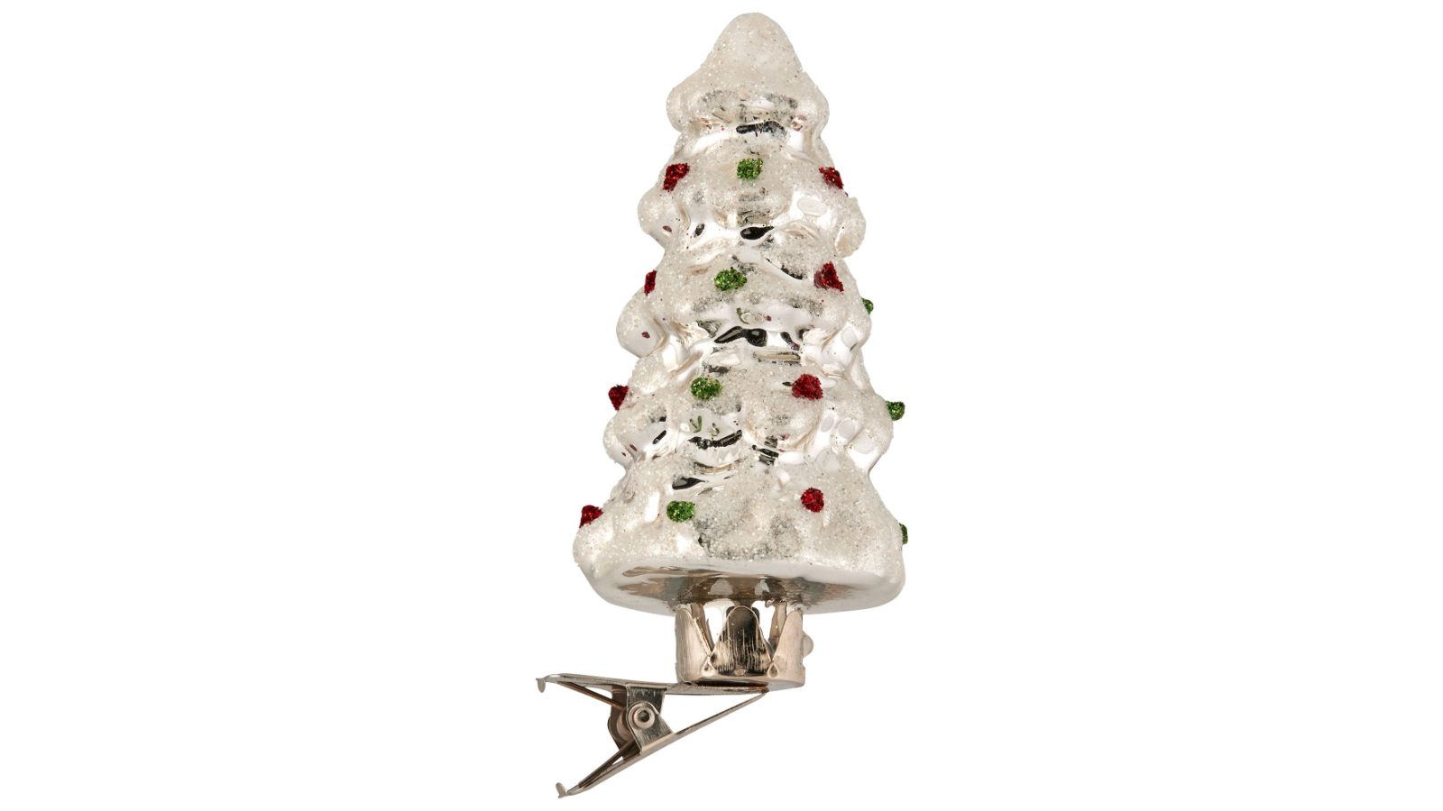 Christabelle 6 Piece Silver Glass Tree Ornaments with Glitter