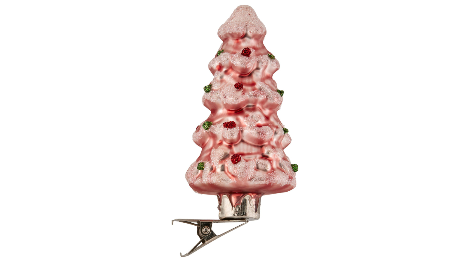 Christabelle 6 Piece Pink Glass Tree Ornaments with Glitter