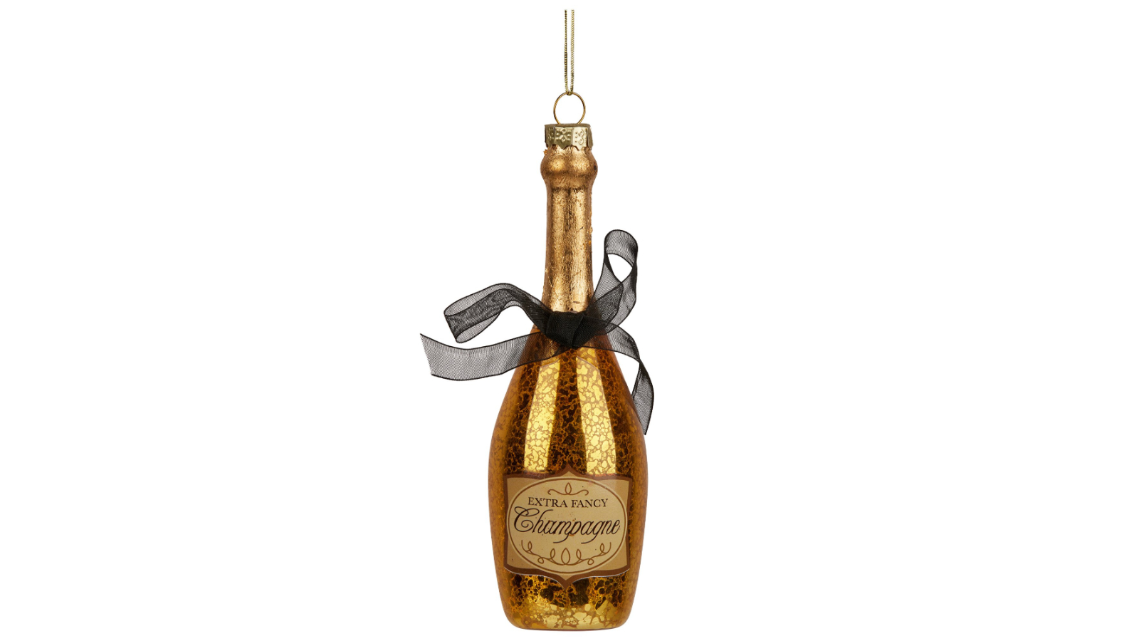 Christabelle 6 Piece Gold Glass Champagne Bottle Christmas Tree Decor