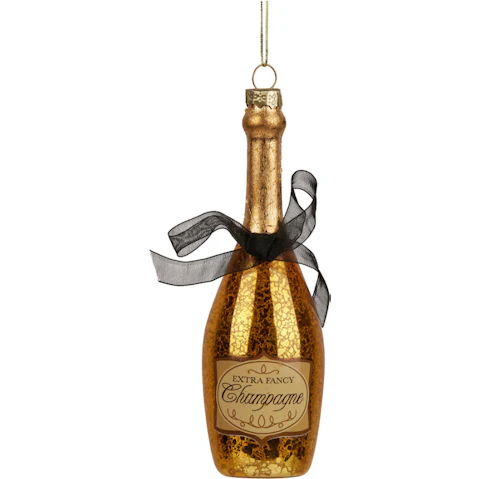 Christabelle 6 Piece Gold Glass Champagne Bottle Christmas Tree Decor