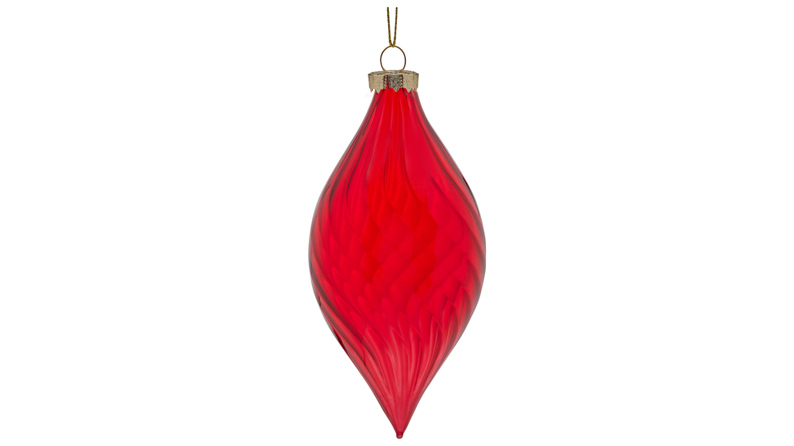 Christabelle 6 Piece Glossy Red Glass Teardrop Baubles Swirl Pattern