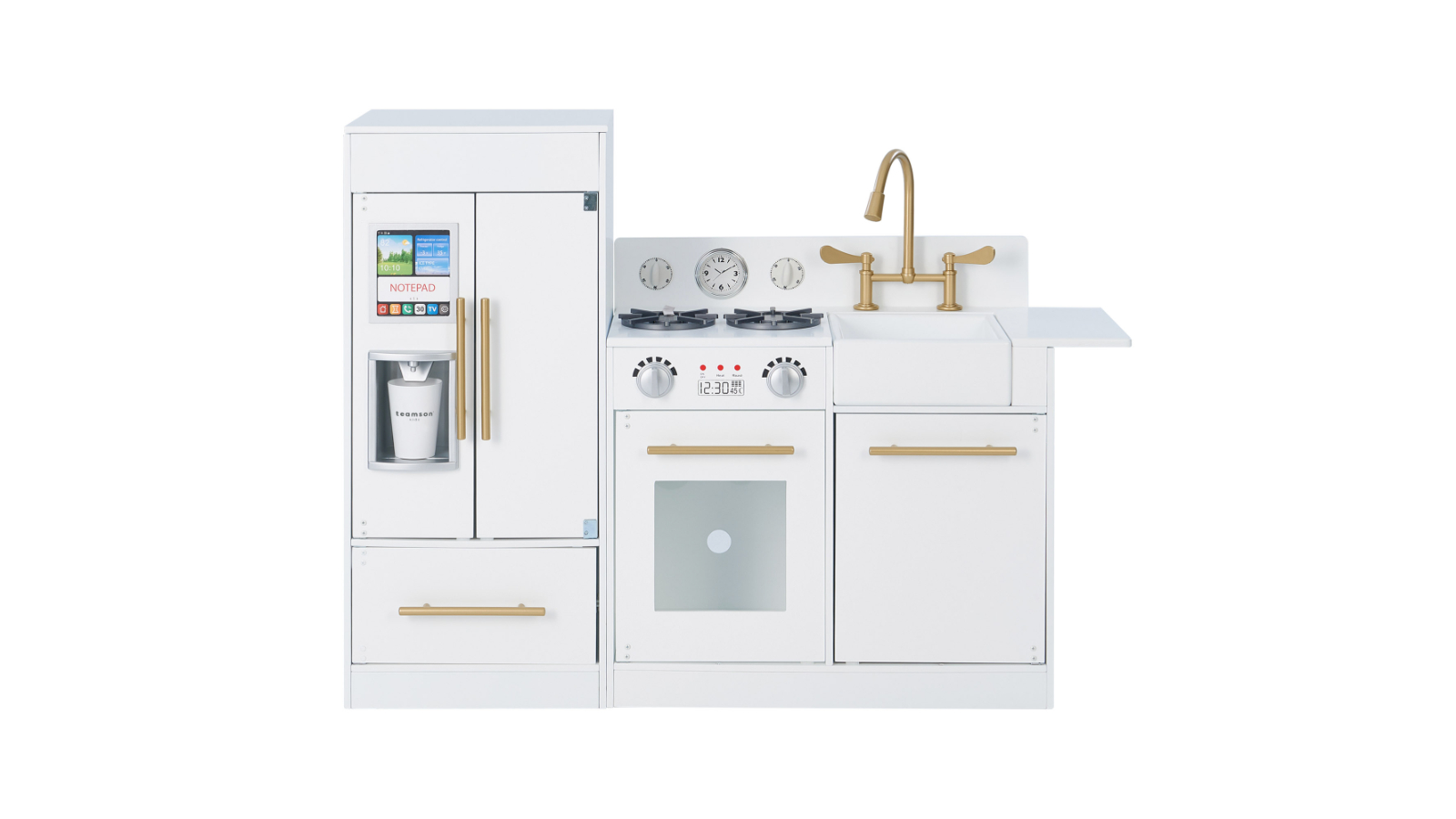 Teamson Kids Little Chef Charlotte Play Kitchen with Fridge Stove and Sink - White/Gold
