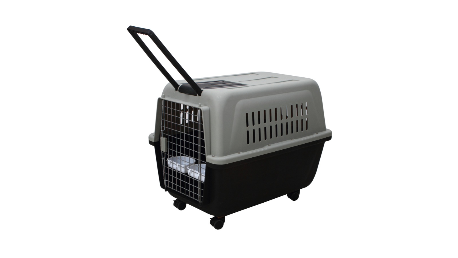 YES4PETS Large Plastic Kennels Pet Crate with Handle and Wheel - Black