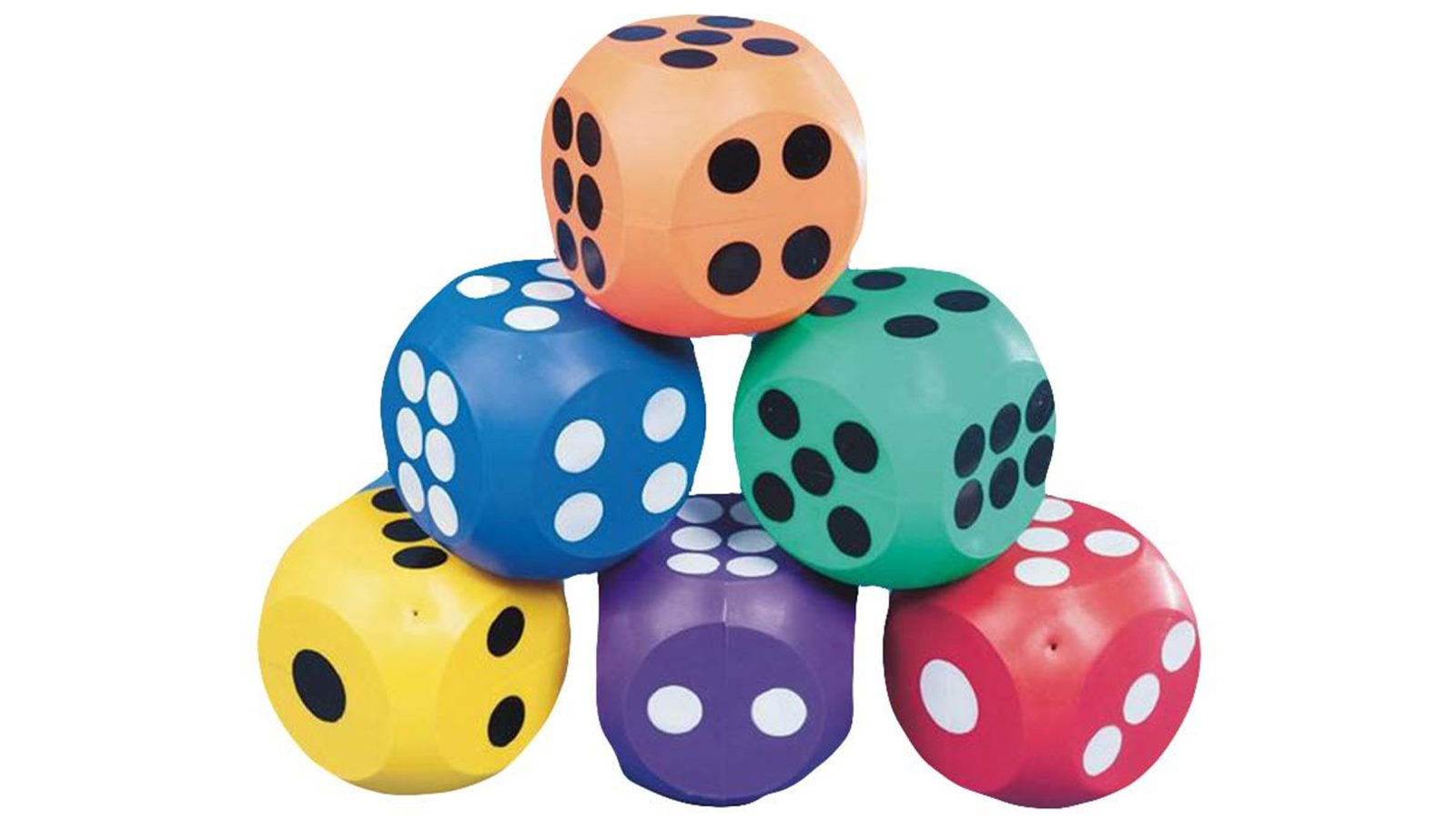 SS Worldwide Pack of 6 10cm Coloured Rubber Dice