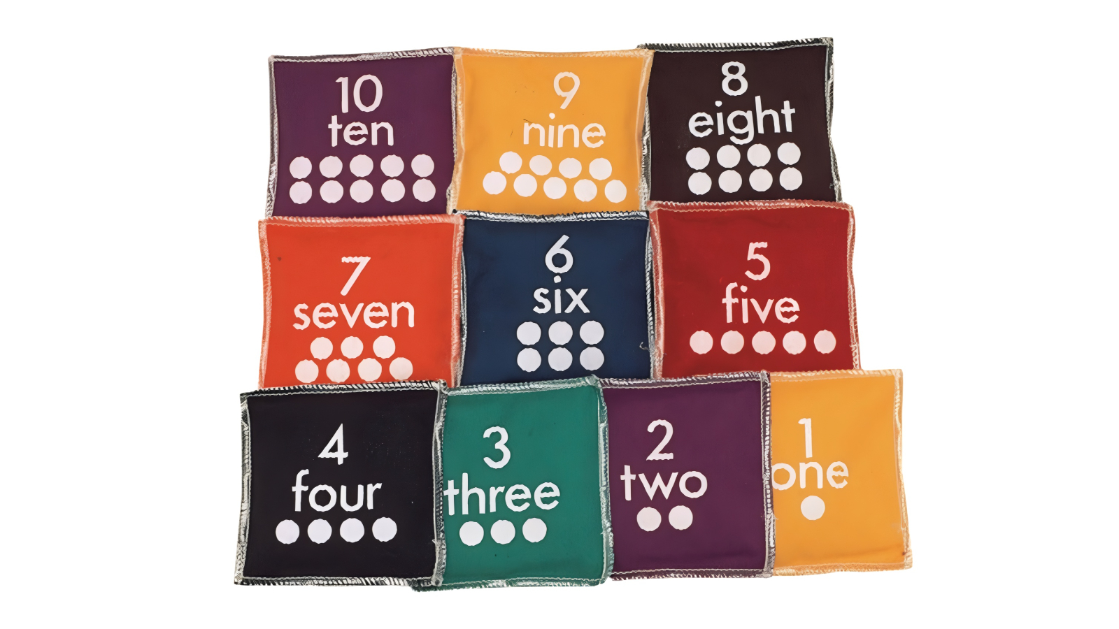 SS Pack of 10 Worldwide Square Numbered Beanbag - 12cm