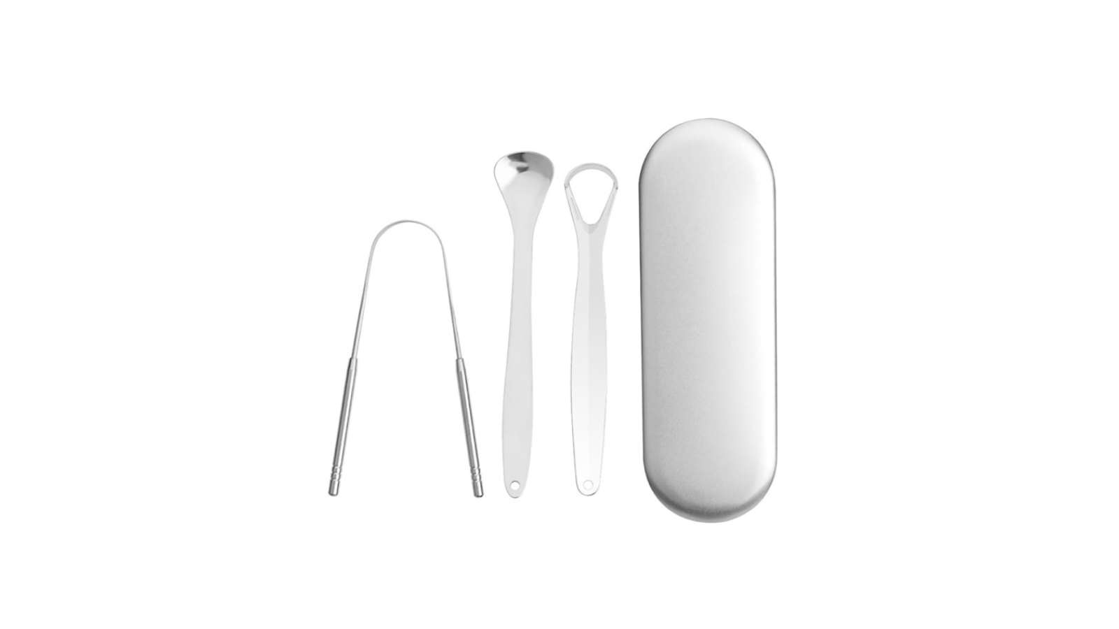 Caremax Stainless Steel 3 Piece Tongue Scraper with Case