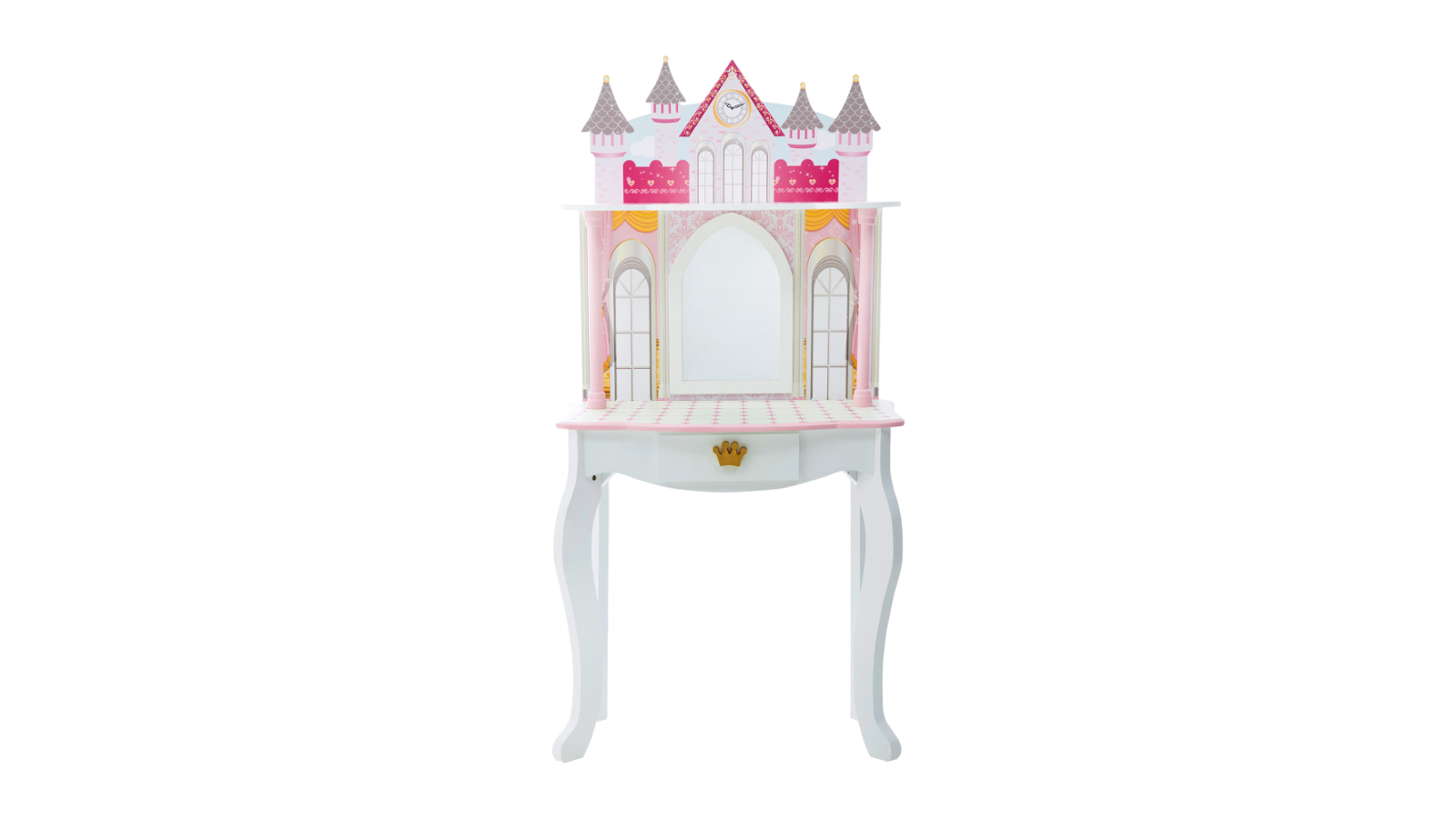 Fantasy Fields Dreamland Castle Kids Play Vanity Table and Stool - White and Pink