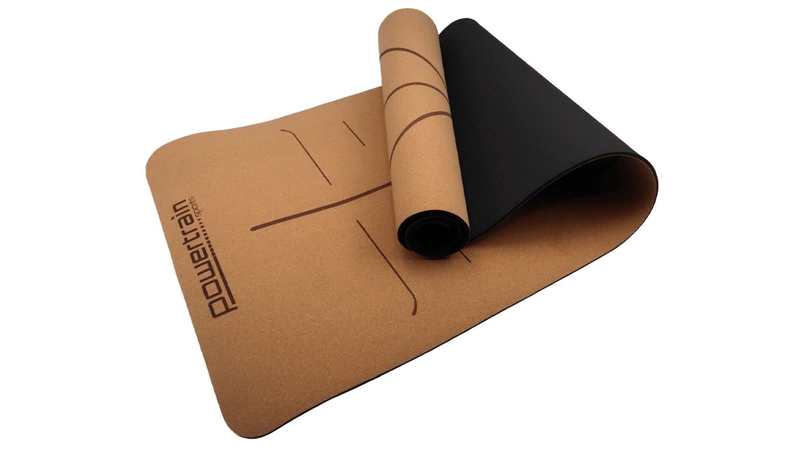PowerTrain Cork Yoga Mat with Carry Straps Body Line