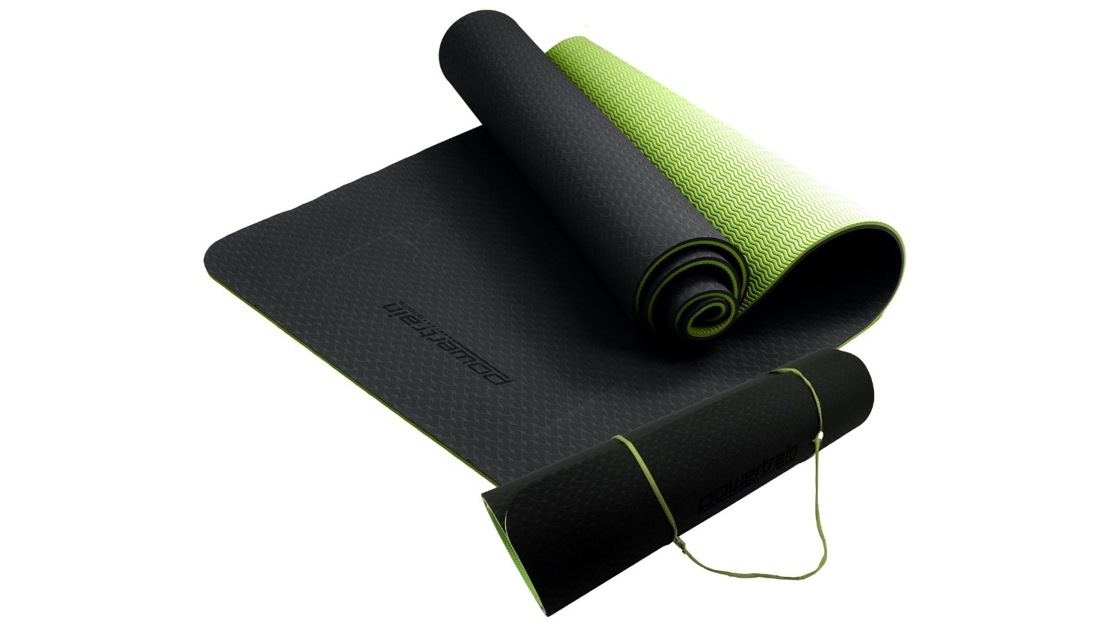 PowerTrain 8mm Yoga Exercise Pilates Mat - Black Green