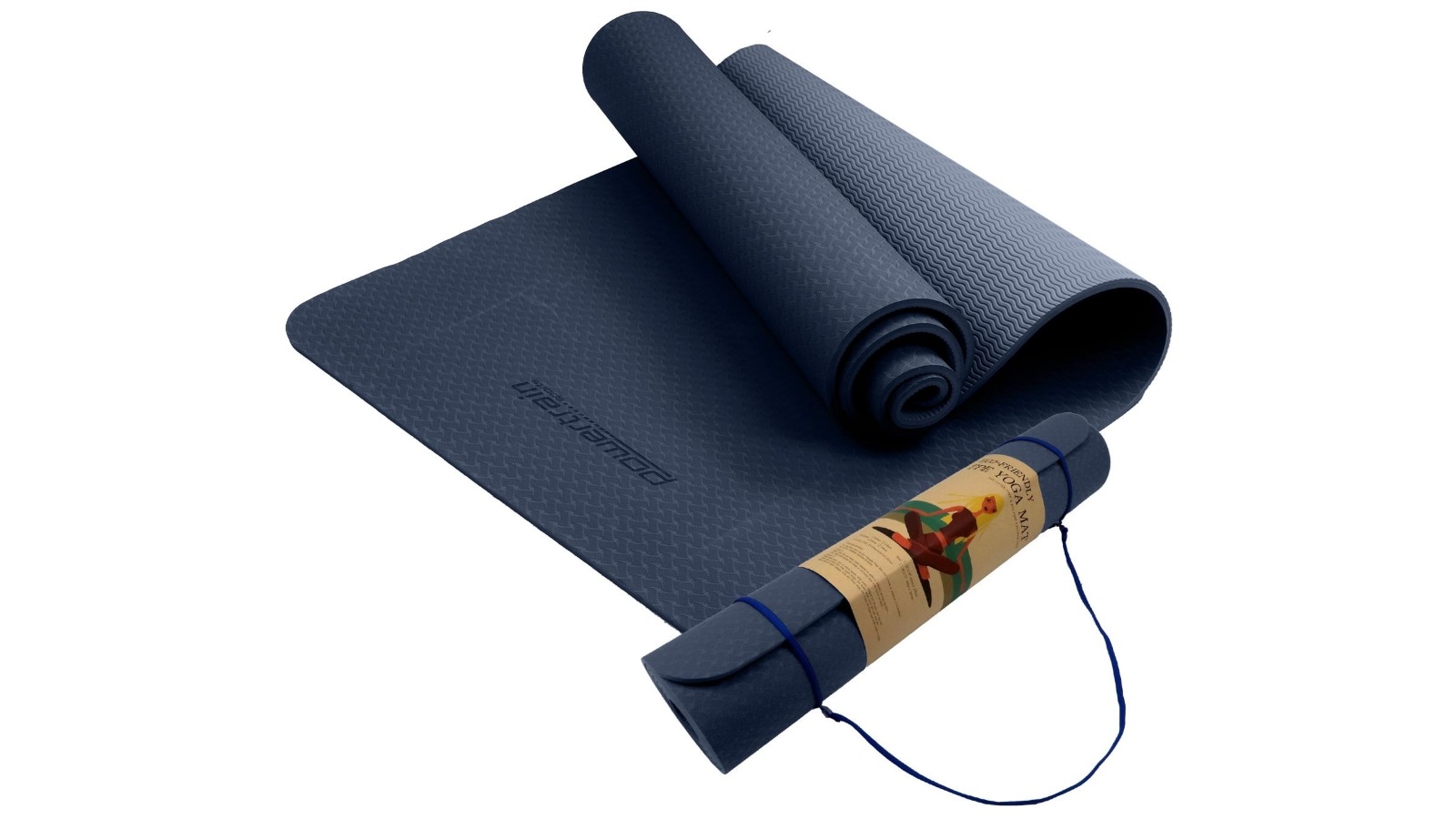 PowerTrain 6mm Yoga Exercise Pilates Mat - Dark Blue