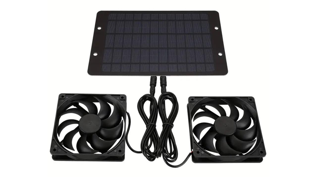 NNETM Solar-Powered Electric Ventilator - 10W/12V Dual Fan Pack