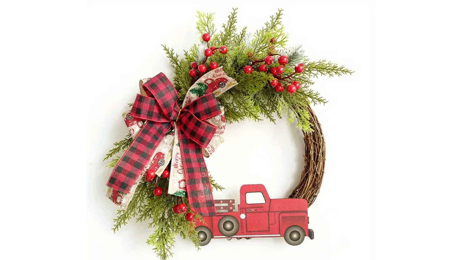 TM Artificial Christmas Wreath Red Truck Decoration