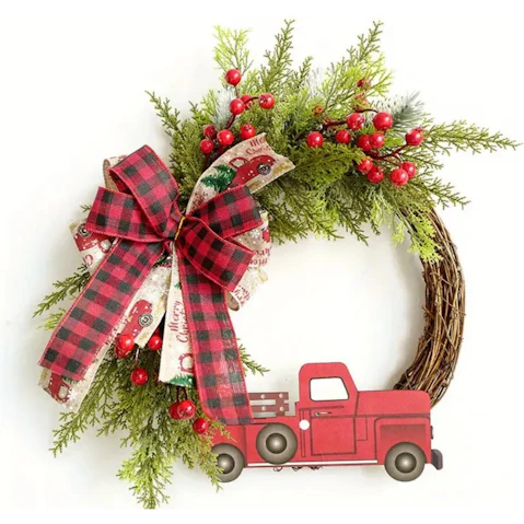 TM Artificial Christmas Wreath Red Truck Decoration
