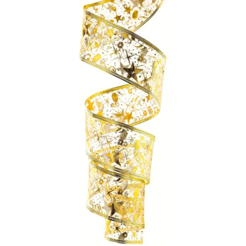 TM Christmas Ribbon Fairy Light Golden Garland