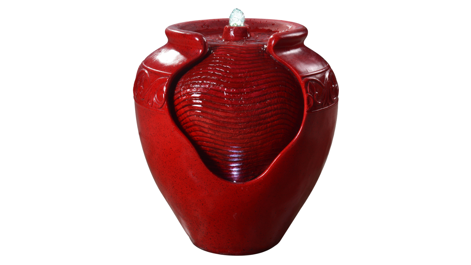 Teamson Home Indoor/Outdoor Hand-Glazed Pot Water Fountain with LED lights - Red