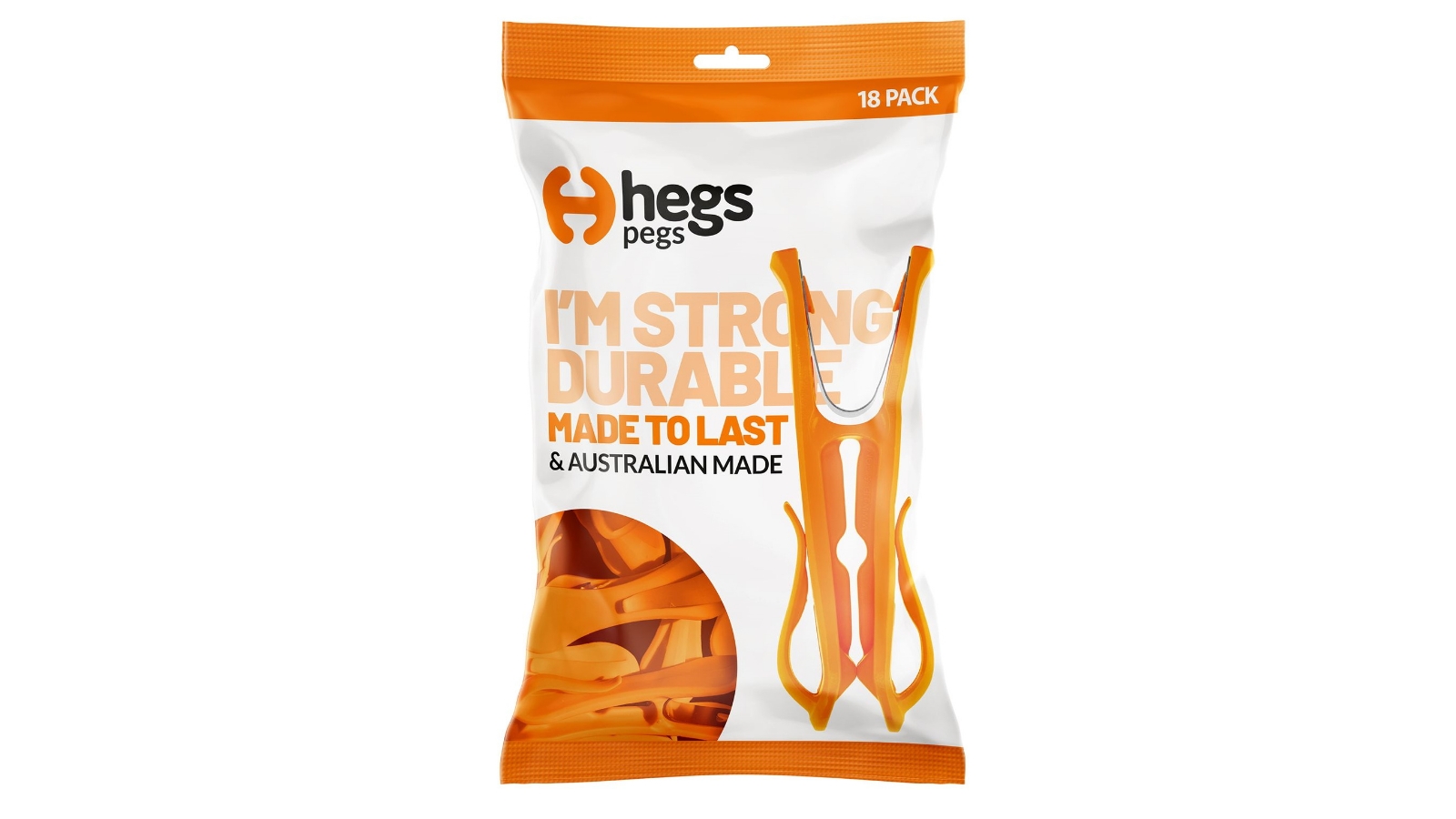 HEGS 18-Pack Clothes Pegs - Orange