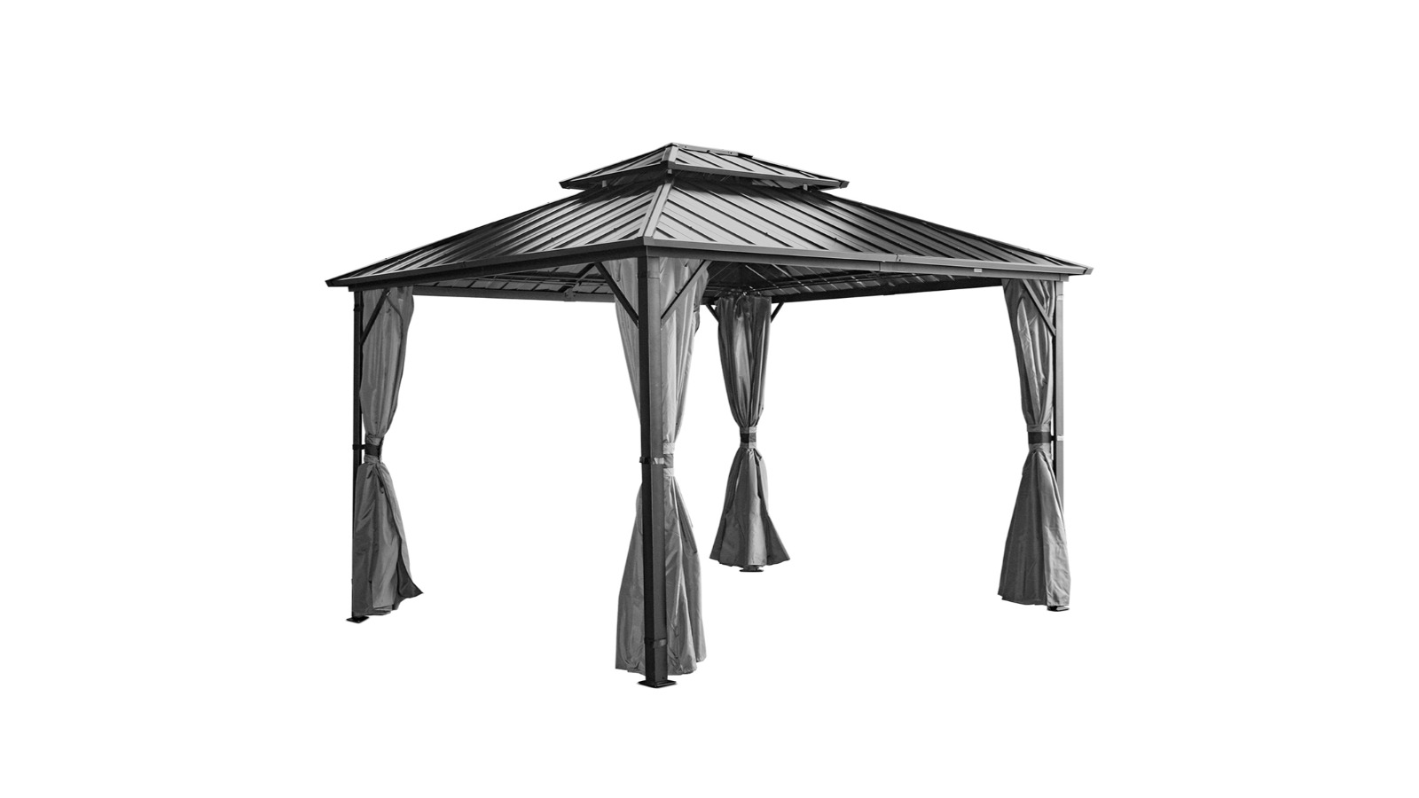 Yardtopia Aspendale Metal Gazebo Set with Mosquito Netting and Curtain