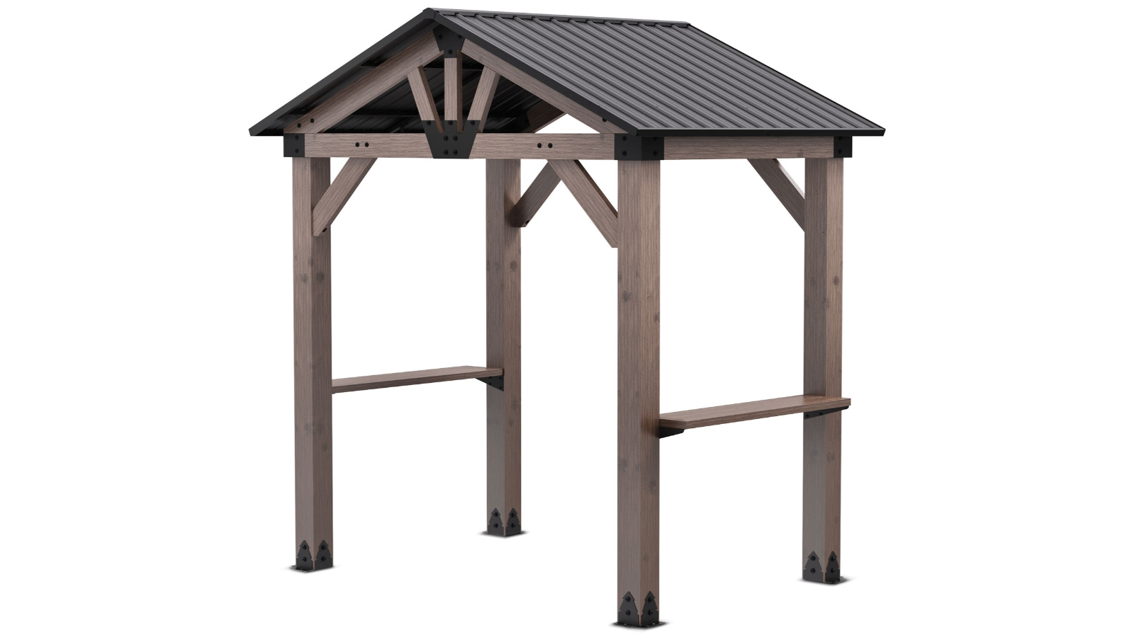 Yardtopia Oslo BBQ/Grill Timber and Steel Gable Roof Gazebo - 2.4 x 1.8metre