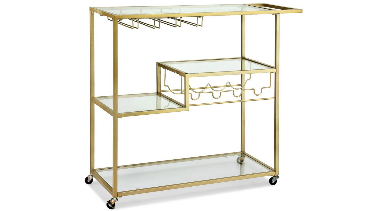 Artiss Bar 102cm Cart Drink Trolley Serving Cocktail Wine Rack Glass Holder - Gold