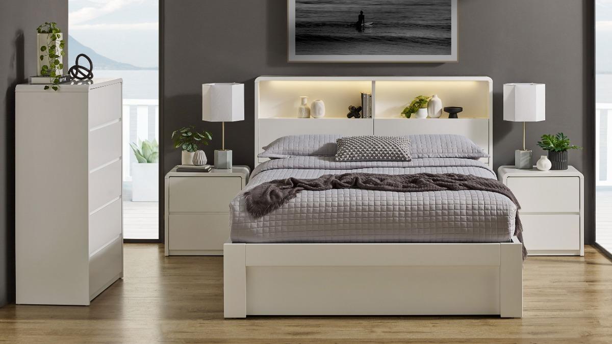 Avalon Ivory White Gaslift Bed