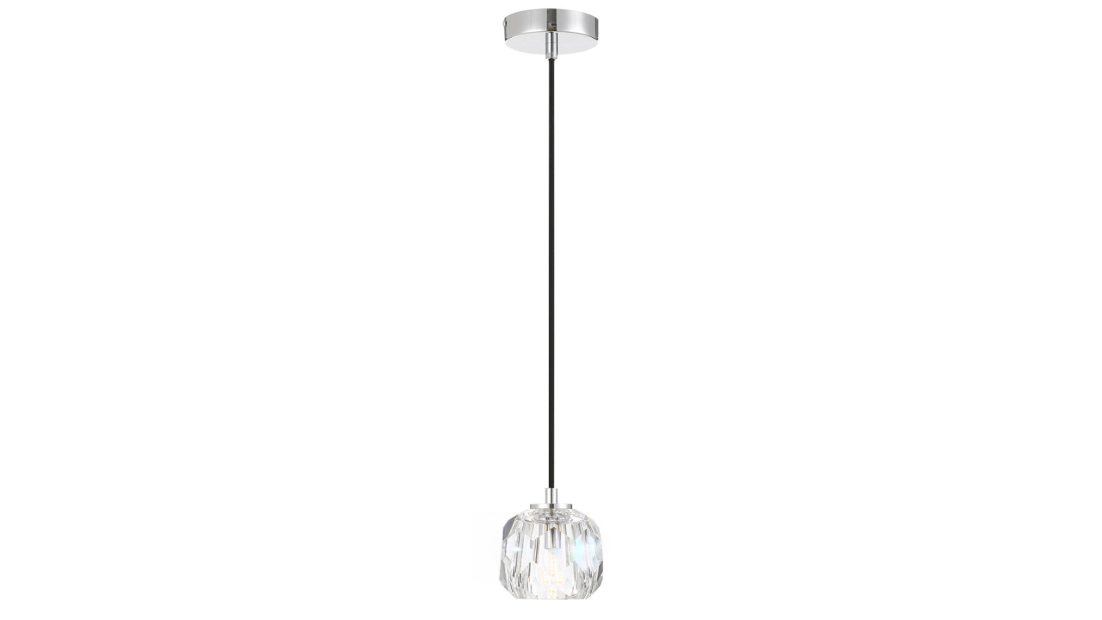 Pretty & Practical Cannes Chrome Crystal Pendant Lamp with 3W LED Bulb and Cable