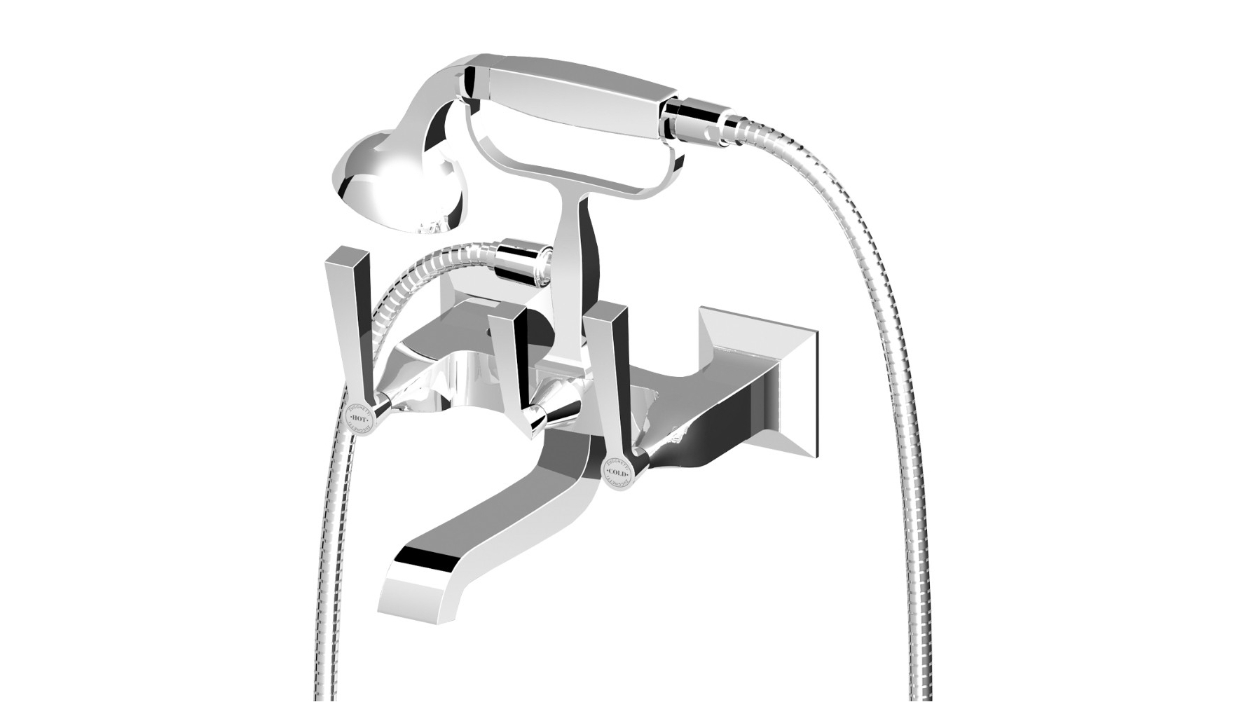 Bellagio Exposed Wall Bath Set with Lever Handles and Handshower