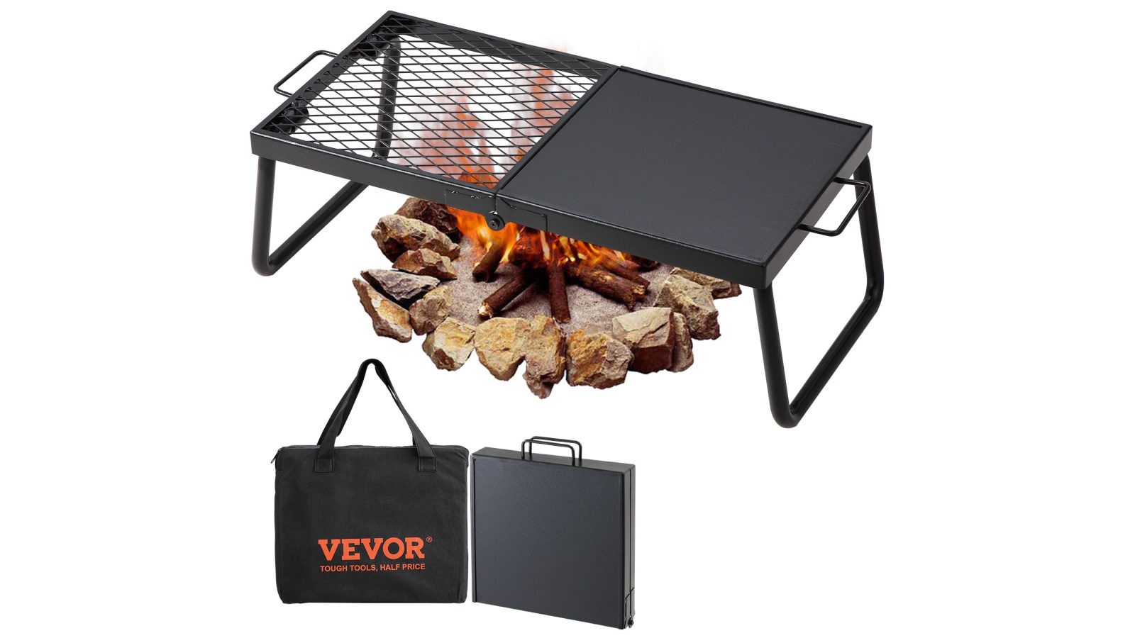 Vevor Folding Campfire Grill Portable Camping Fire Pit Steel Outdoor BBQ Picnic