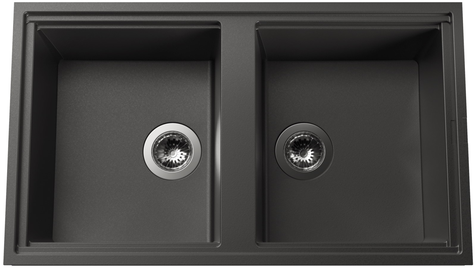Linsol Zenica 860mm Double Bowl Top Mount Kitchen Sink - Matte Black