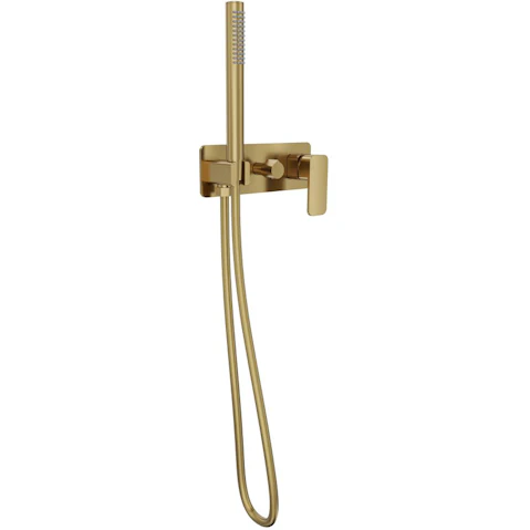 Linsol Zia Wall Mixer with Hand Shower - Brushed Brass