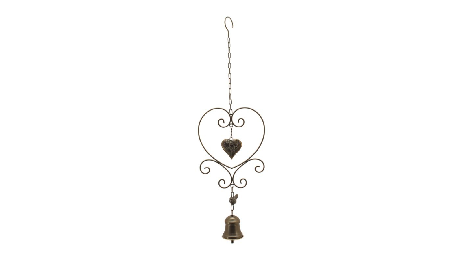 Willow and Silk Hanging Hearts with Bird and Bell