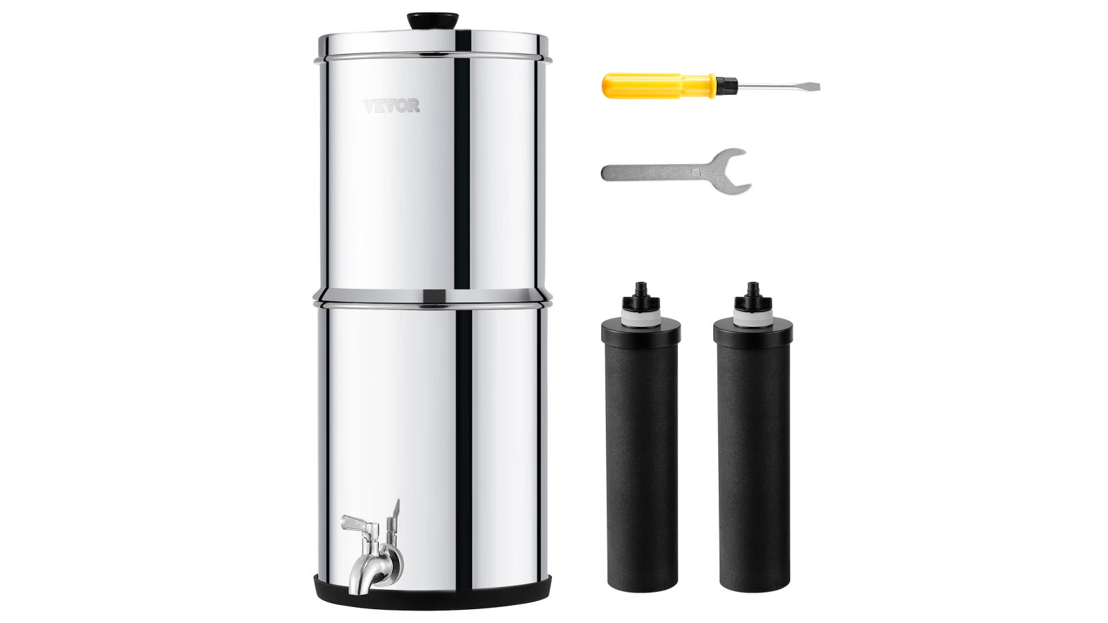 Vevor 2.25G Gravity-fed Water Filter Countertop System Stainless Steel with 2 Filters