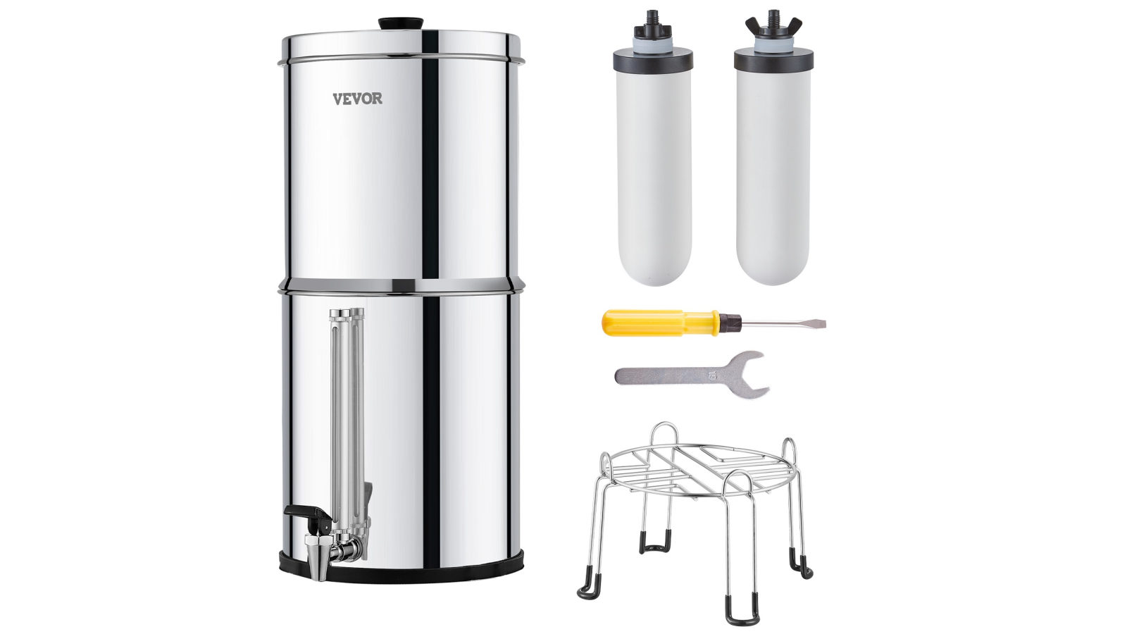 Vevor 2.25G Gravity-fed Countertop System Water Filter with Activated Carbon and Ceramic Filter 