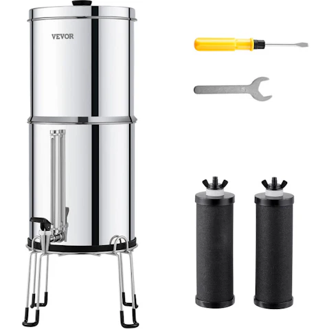 Vevor 2.25G Gravity-fed Countertop System Stainless Steel Water Filter with 2 Filters