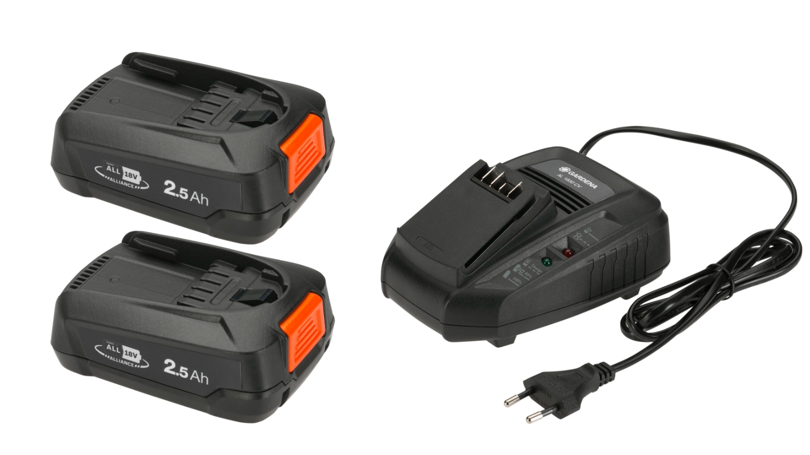 Gardena Quick Charger and 2 x 2.5Ah Battery Kit