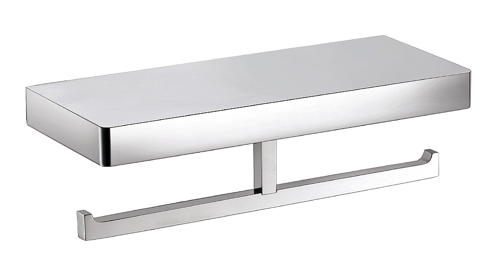 Arcisan Zara Chrome Toilet Roll Holder with Shelf Harvey Norman