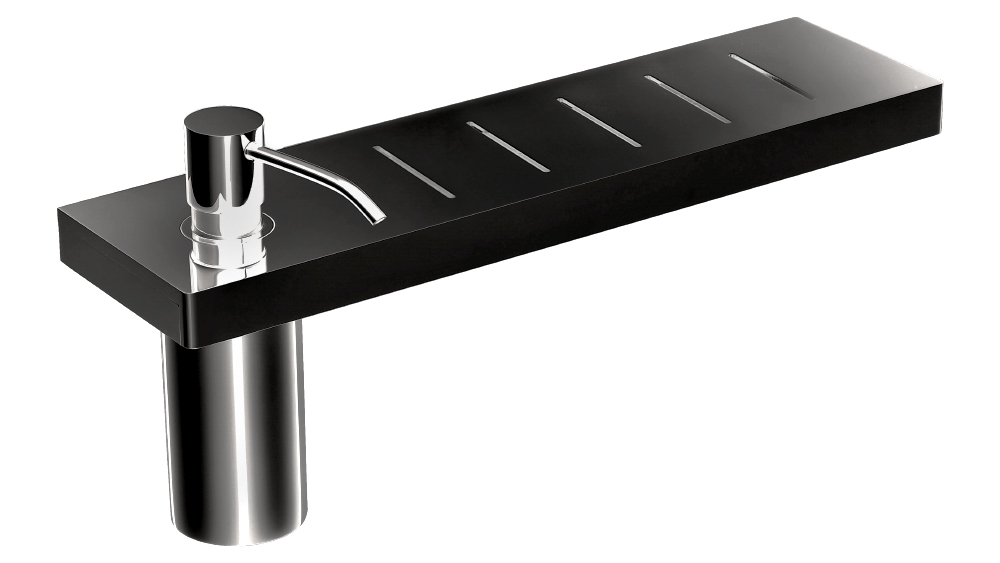 Arcisan Zara Matte Black Shelf with Soap Dispenser