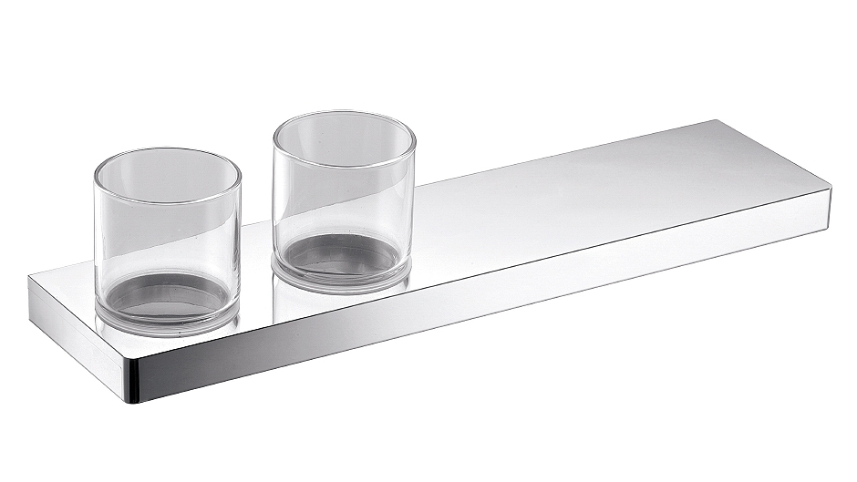 Arcisan Zara Chrome 40cm Shelf with Double Glass Holder Harvey Norman