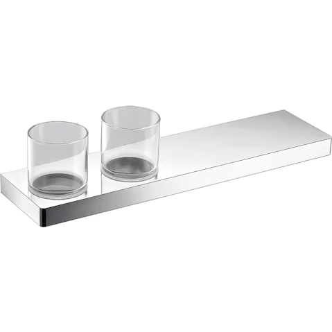 Arcisan Zara Chrome 40cm Shelf with Double Glass Holder