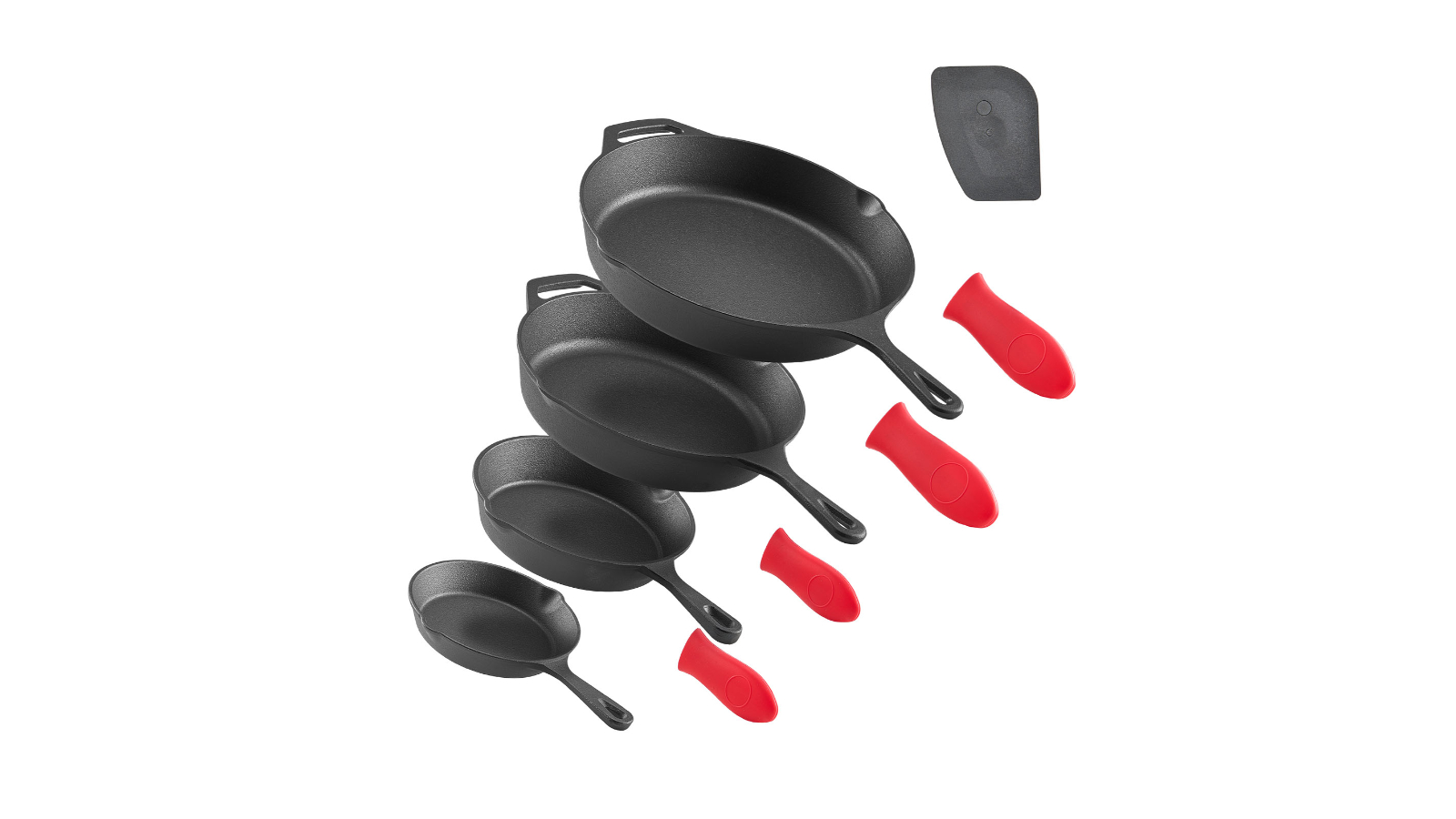 Vevor Set of 4 Cast Iron Skillet Frying Pan - Black