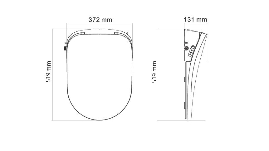 Bravat Elf.T DShape Intelligent Bidet Seat with Remote Control