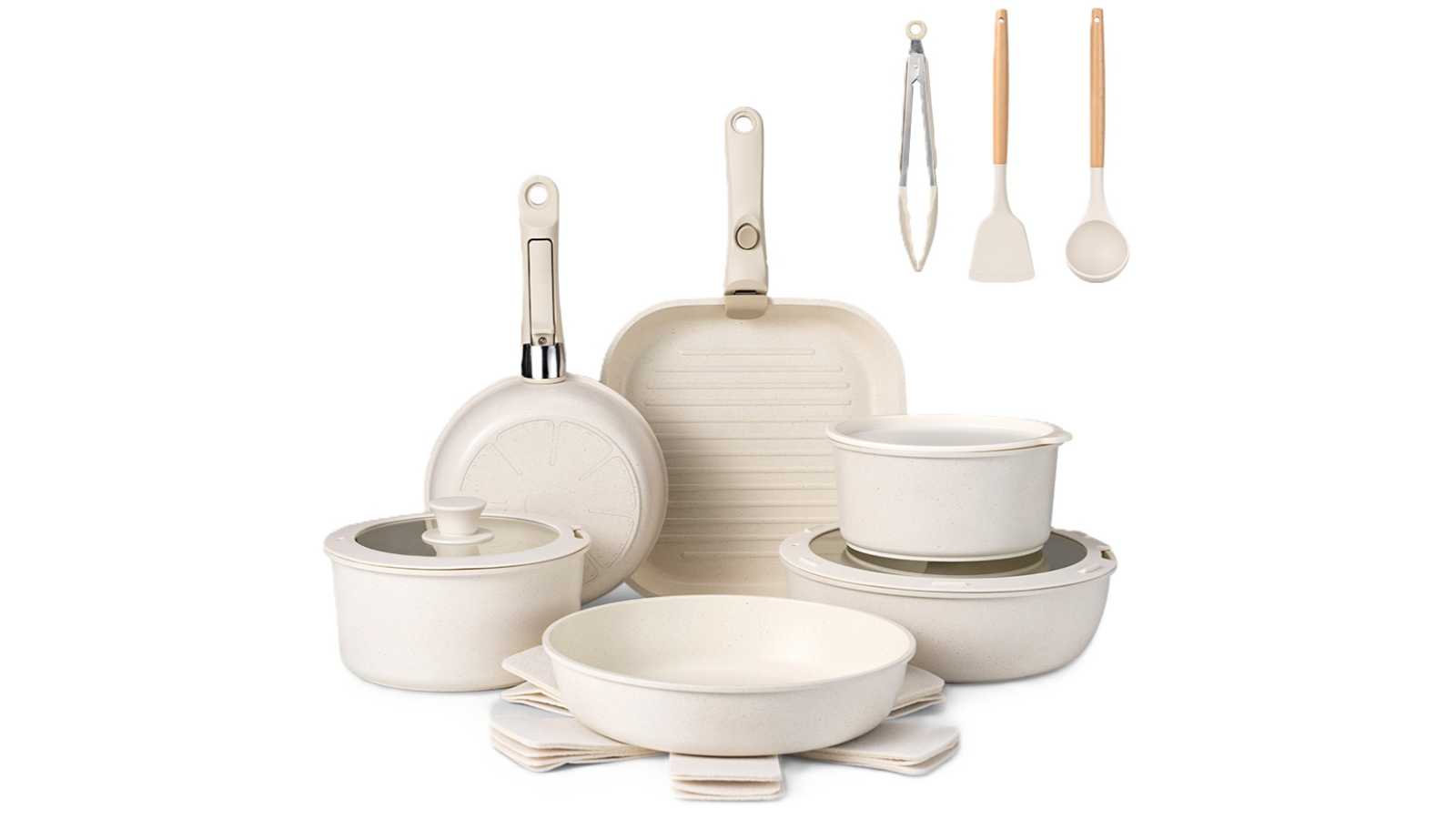 Zuni 20 Piece White Non-Stick Pot and Pan Cookware Set