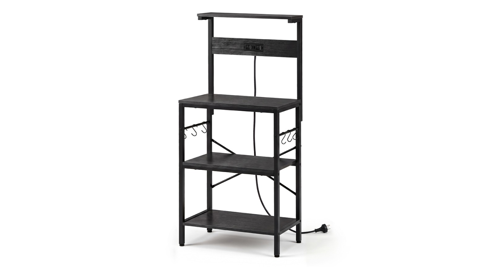 Zuni Bakers Rack with Power Outlet - Black