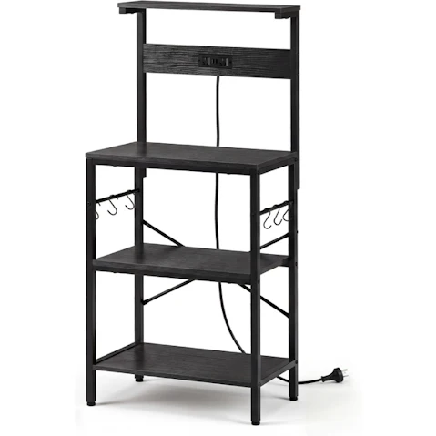 Zuni Bakers Rack with Power Outlet - Black