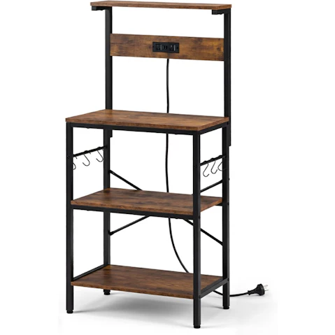 Zuni Bakers Rack with Power Outlet - Brown