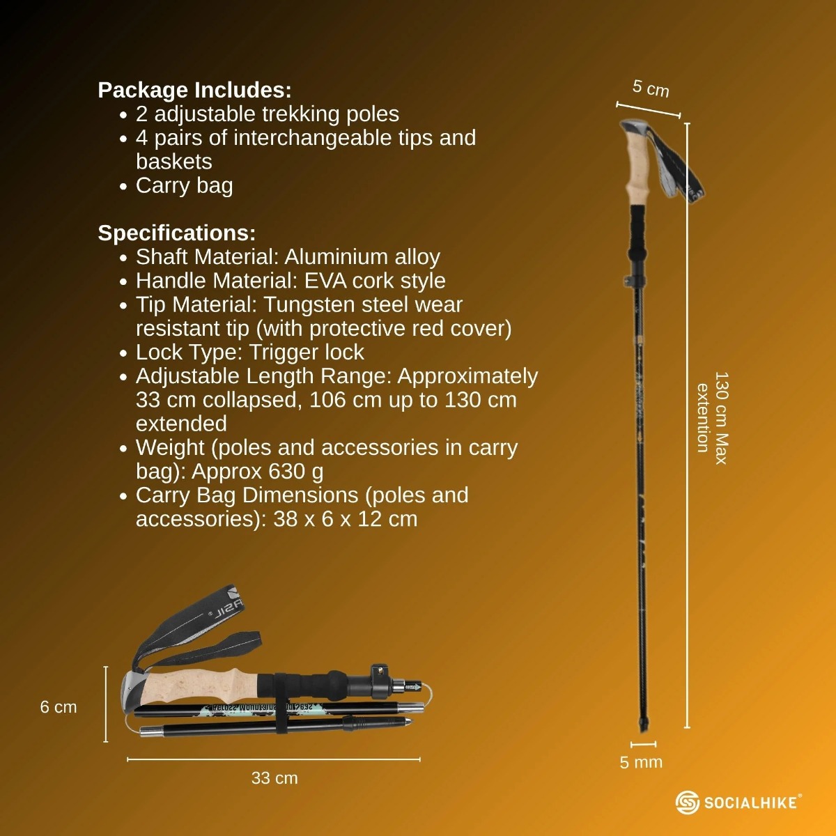 Social Hike Lightweight Trekking Pole 2 Set