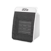 Compact white electric heater with mesh front panel