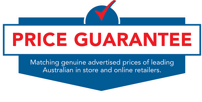 Price guarantee badge stating: ‘Matching genuine advertised prices of leading Australian in store and online retailers.’