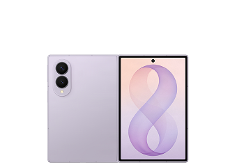 Samsung Galaxy Z Fold8 open in Lavender with passport-style display