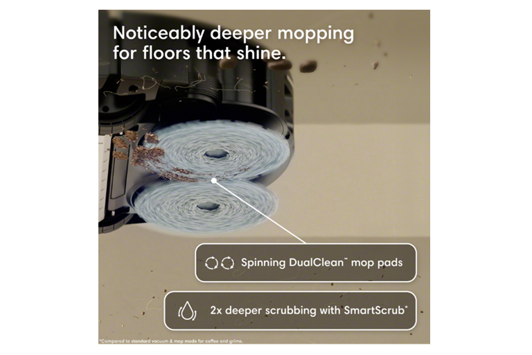  Noticeably deeper mopping for floors that shine. 